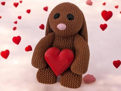 Knitted Valentines bunny with Heart box No AMS