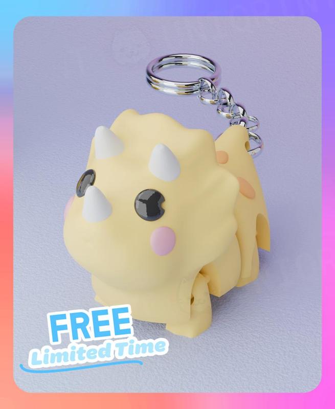 Flexi Triceratops Trecelia Keychain (Single Color)