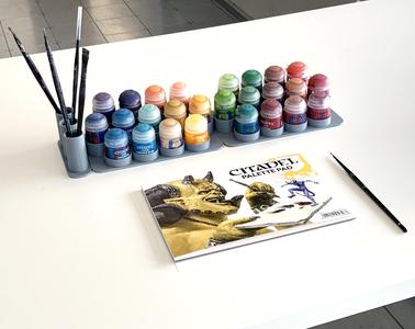 Holders for Citadel paint pots and brushes