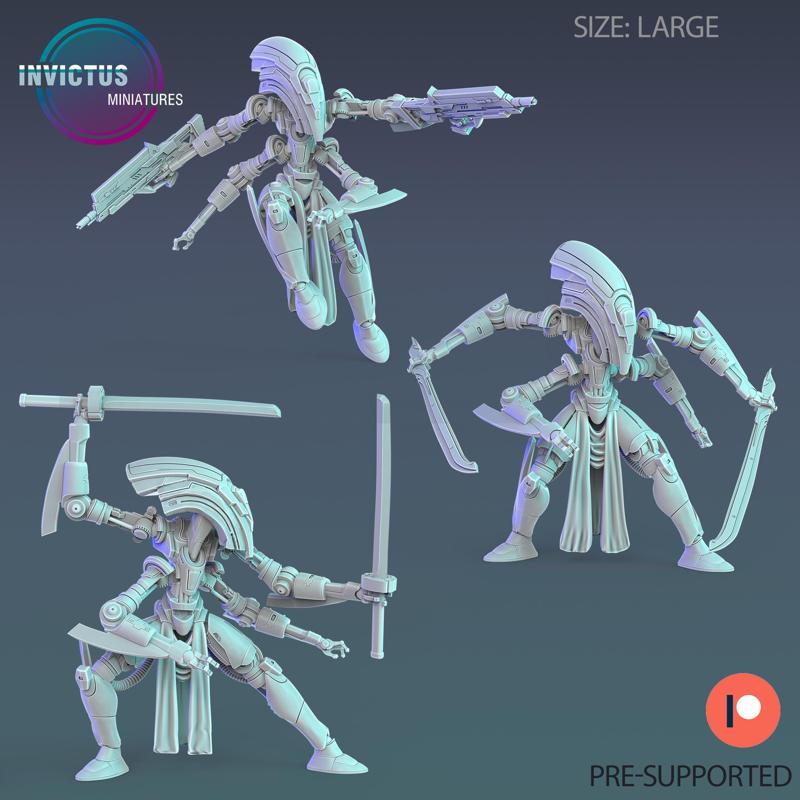 Assassin Droid Set / Cyborg Scout / Skeleton Soldier / Exoskelet Officer / Space War Construct / Steampunk Battle Robot / Invasion Army / Cyberpunk Droid / Sci-Fi Encounter