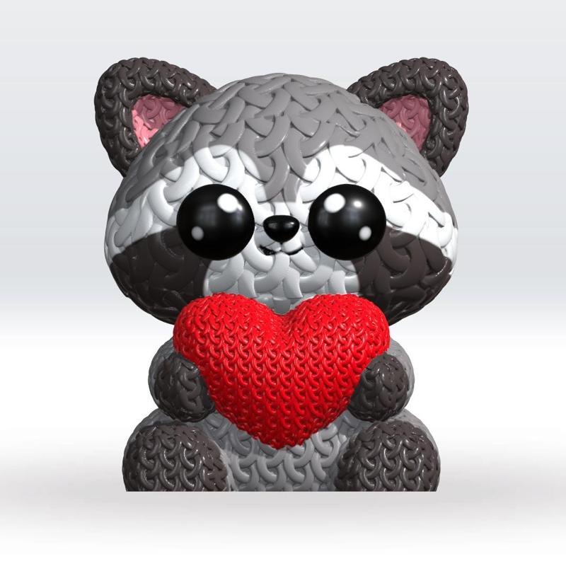 Knitted Racoon Multicolor 3D Model STL file Cute Knitted