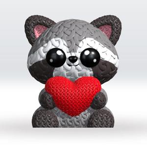 Knitted Racoon Multicolor 3D Model STL file Cute Knitted