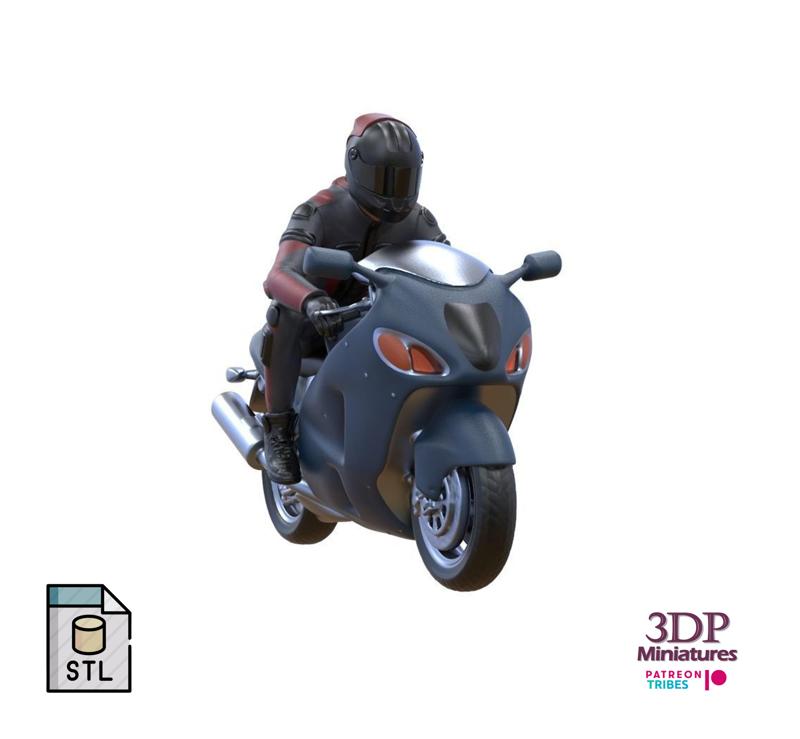 Motor rider and motorcycle 3D print model