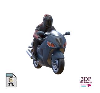 Motor rider and motorcycle 3D print model