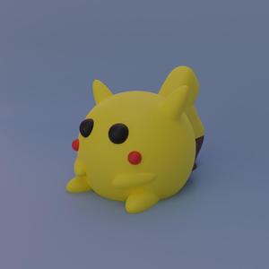 Chubby Pikachu | Pokemon [with low poly version]