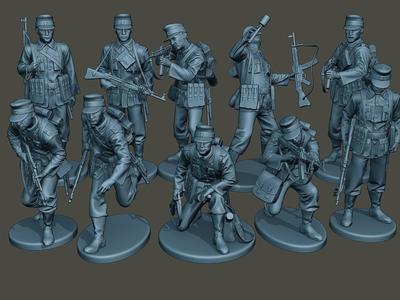 German soldiers ww2 G3 Pack1 3D Model Collection