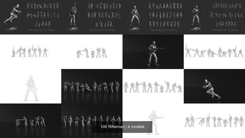100 Rifleman 3D Model Collection