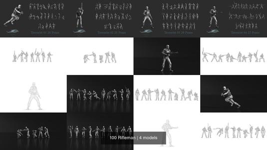 100 Rifleman 3D Model Collection