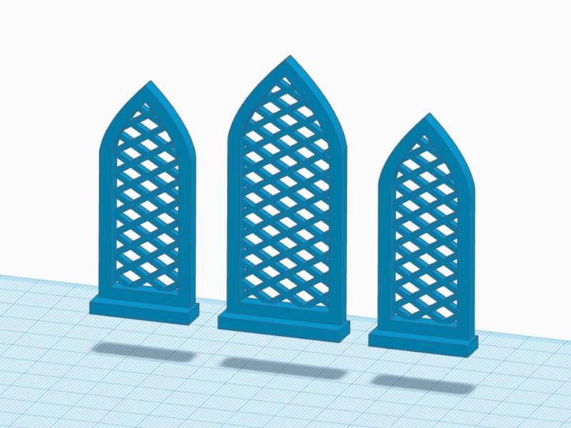 Gothic inspired windows for tabletop buildings