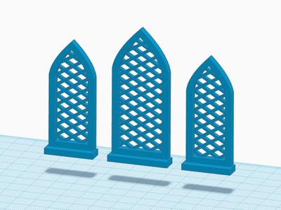 Gothic inspired windows for tabletop buildings