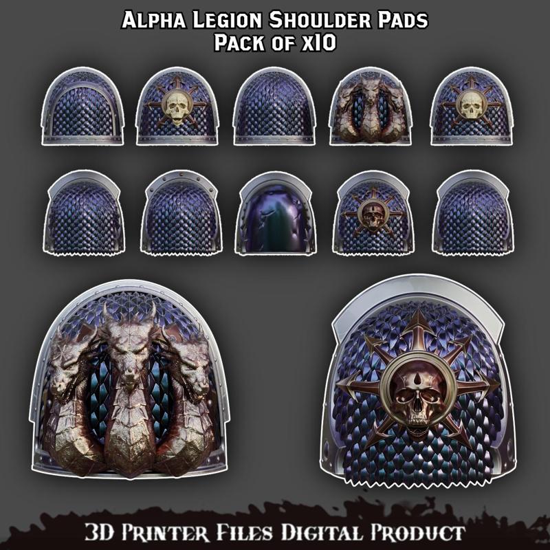 Space Marines Alpha Legion Shoulder Pads Pre supported