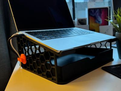 Laptop Stand with Tray and Cable Holder