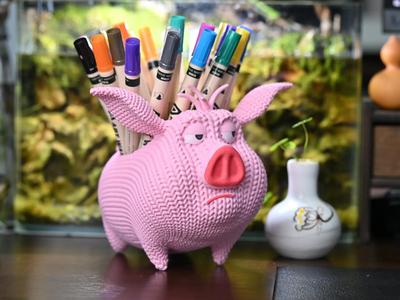 Knitted Nezha Piglet Pen Holder Pencil Case (Separate Prints)
