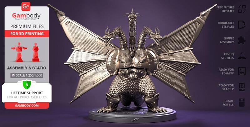 Mecha-King Ghidorah 3D Printing Figurine | Assembly