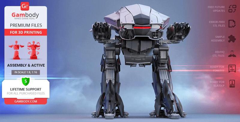 ED-209 (2014) 3D Printing Model | Assembly + Action