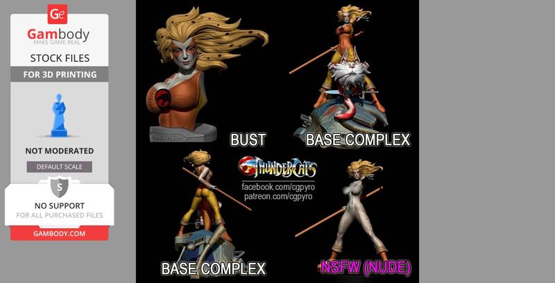 Cheetara and Snarf Medallion ThunderCats Girl Figurine by CG Pyro
