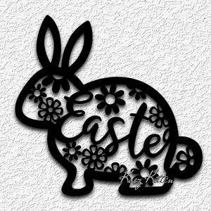 EASTER BUNNY FLOWERS wall art rabbit home decor
