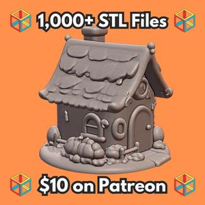 Fairy Garden Enchanted Cottage with Leafy Roof and Chimney MineeForm FDM 3D Print STL File