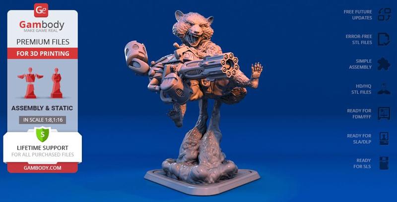 Rocket Raccoon 3D Printing Figurine | Assembly
