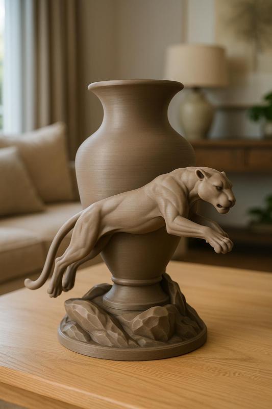Puma-shaped vase art organizer for wild calm