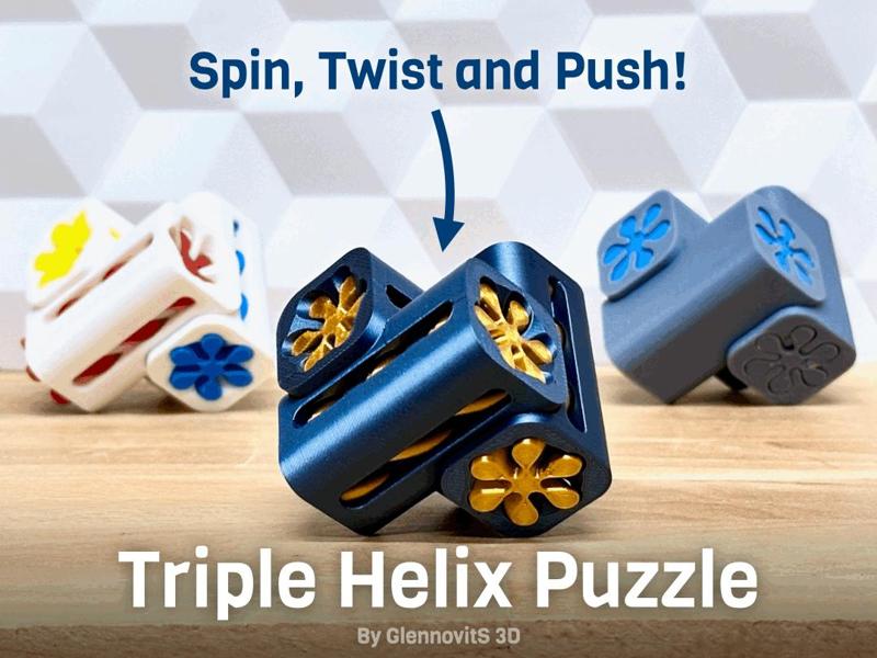 Triple Helix Puzzle (6 piece brainteaser + fidget)