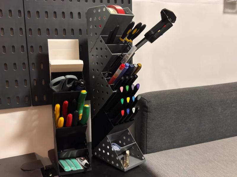 1 UP! Modular Desktop Organizer Tower (Pegboard Expandable Sides, Mortise and Tenon Structure, Support-Free Printing)