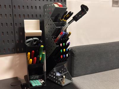1 UP! Modular Desktop Organizer Tower (Pegboard Expandable Sides, Mortise and Tenon Structure, Support-Free Printing)