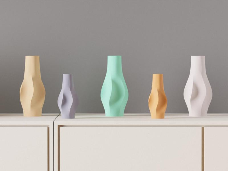 Modern Vase. Elegant Finned sculptural vase