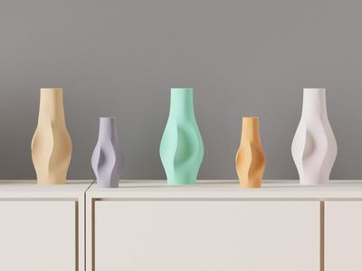 Modern Vase. Elegant Finned sculptural vase