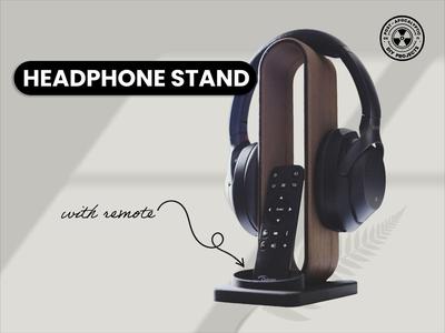 Headphone Stand  wooden (textured) +  remote stand