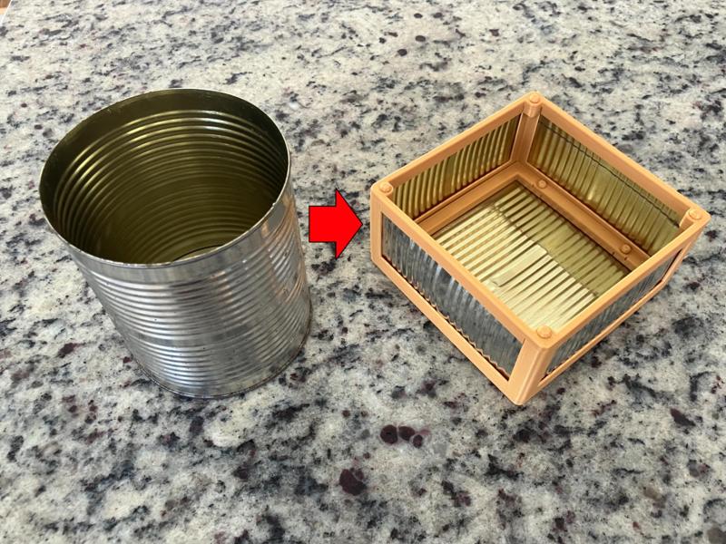 Stackable containers from recycled 28oz food cans