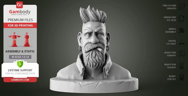 Zombie Hunter Bust 3D Printing Figurine | Assembly