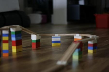Brio wooden train bridge supports