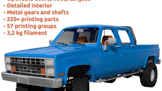 3D Printed RC Car Chevrolet K20 Crew Cab Pickup by AN3DRC