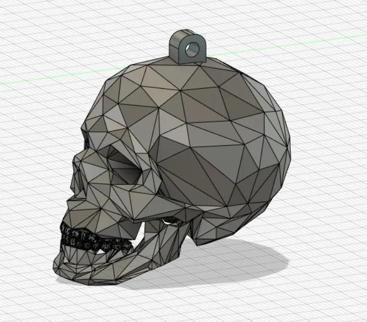 Low Poly Skull Keychain