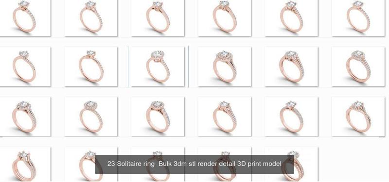 2000 Solitaire ring 3dm 3-4 render detail bulk collection