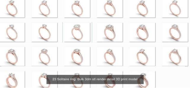 2000 Solitaire ring 3dm 3-4 render detail bulk collection