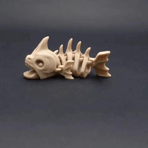 Flexi Piranha Fish Skeleton Print In Place