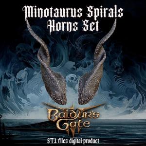 Fantasy Minotaurus Spiral Horns Set Baldurs Gate 3
