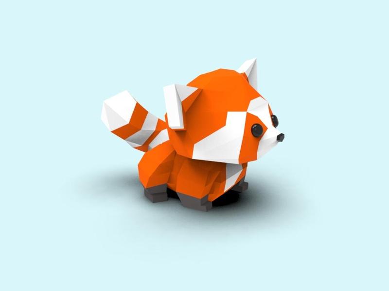 red panda kawaii low poly