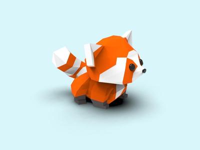 red panda kawaii low poly