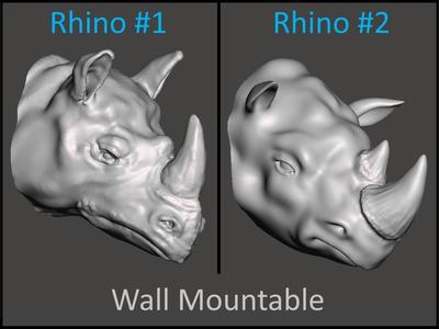 2 Rhino Heads For Wall (Large)