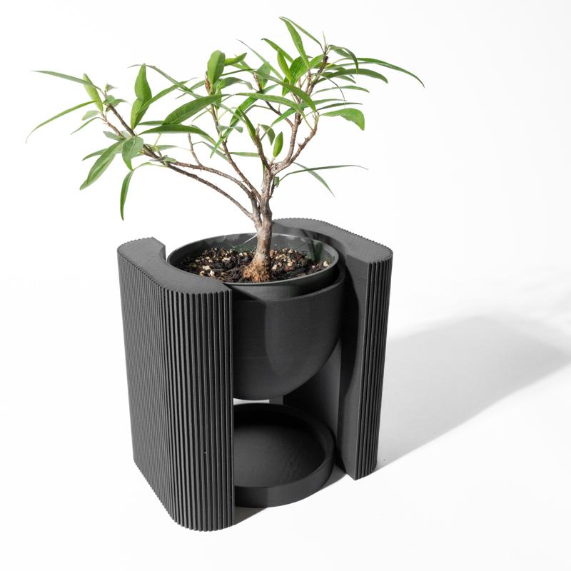 The Avor Planter Pot with Drainage Tray & Stand: Modern and Unique Home Decor for Plants