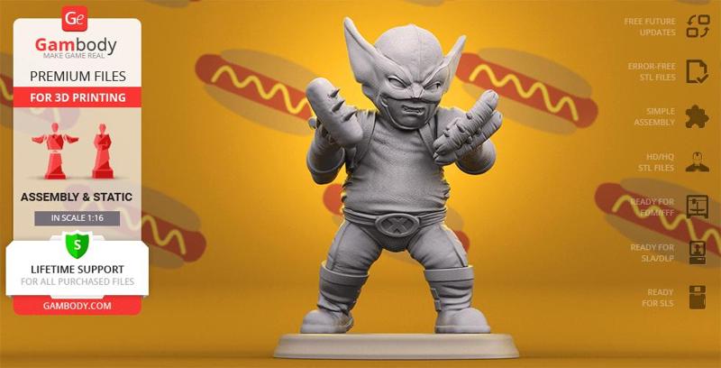 Chubby Wolverine 3D Printing Figurine | Assembly
