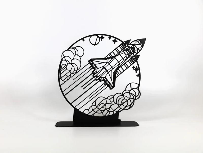 Geometric Line Art Space Shuttle