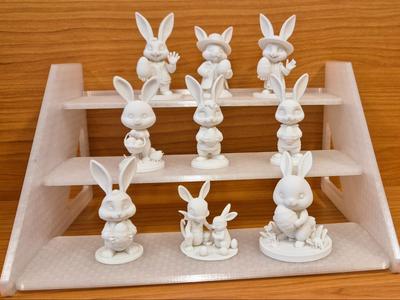 Set of 9 cute Easter bunny figurines