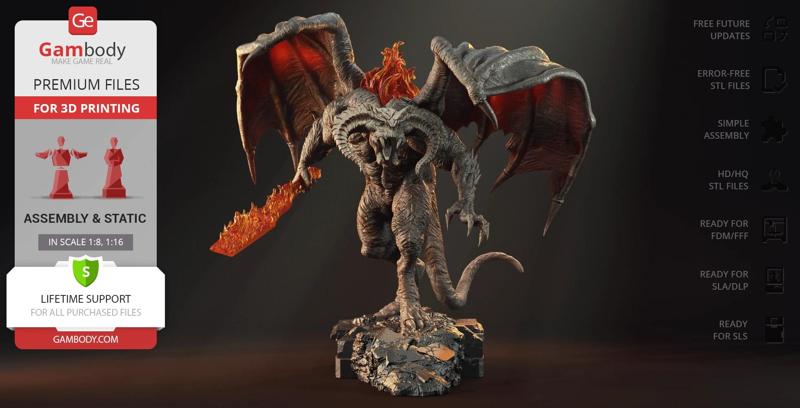 Balrog in Diorama STL files for 3D Printing | Assembly Model