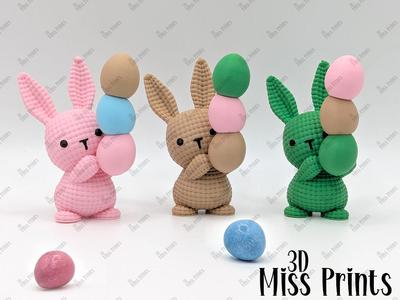 Little Knitted Bunny delivering the Eggs (No2)