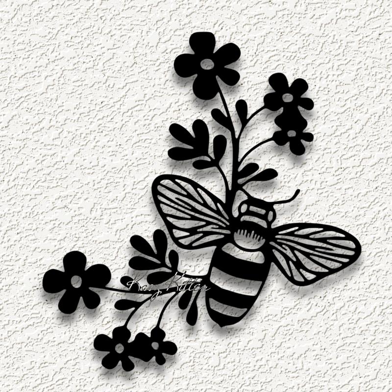 honey bee flowers spring wall art home decor