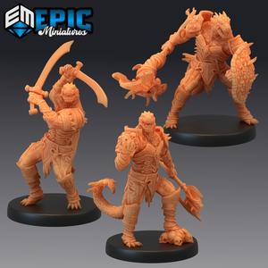 Lizardfolk Warrior Set /  Reptile Soldier / Draconic Lizard / Dragonborn / Sword Shield Axe Fighter